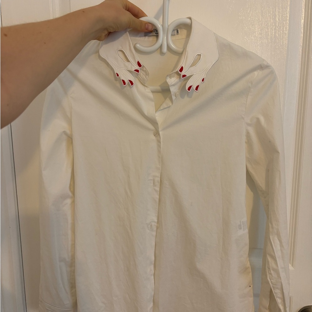 Vivetta White Blouse with Red Embroidery